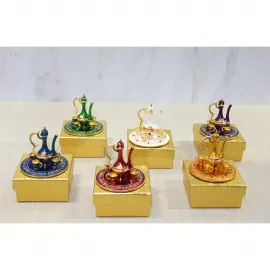 Göz Alıcı Swaroski Taşlı Minyatür Zemzem Biblo ve Fincan Figür