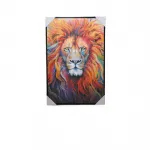 Canlı Renklerle Aslan Portresi Yağlı Boya Kanvas Tablo - Modern Duvar Sanatı