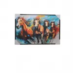 Modern Soyut Koşan Atlar Temalı Duvara Asmalı Yağlı Boya Kanvas Tablo Pano