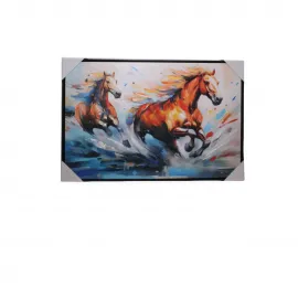 Enerjik Koşan Atlar Modern Soyut Duvar Tablosu – Yağlı Boya Sanat Panosu