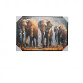 Modern Fil Ailesi Yağlı Boya Kanvas Duvar Sanatı Tablosu - Canlı ve Dokulu Dekorasyon