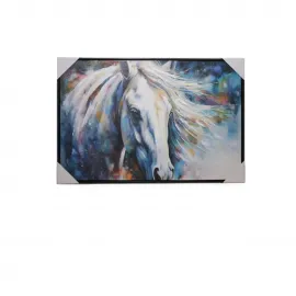 Etkileyici Beyaz At Temalı Modern Soyut Yağlı Boya Pano Duvar Sanatı | Sanatsal Ev Dekorasyonu