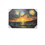 Van Gogh Tarzı Gün Batımı Deniz Manzarası Yağlı Boya Tablo 90x60 CM Duvar Dekoru