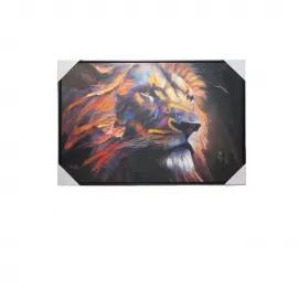 Canlı Renklerle Soyut Vahşi Aslan Figürlü Modern Yağlı Boya Duvar Tablosu Panosu