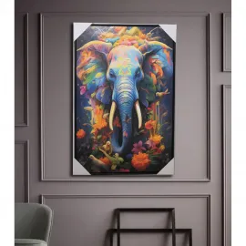 Renkli Fil Temalı Sanatsal Yağlı Boya Kanvas Tablo | Ev Dekorasyonu İçin Modern Pano