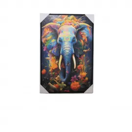 Renkli Fil Temalı Sanatsal Yağlı Boya Kanvas Tablo | Ev Dekorasyonu İçin Modern Pano