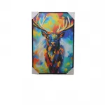 Modern Soyut Renkli Geyik Yağlı Boya Duvar Tablosu Pano - Canlı Sanat Eseri