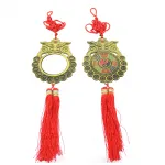 Feng Shui Bagua Aynası veya Yin Yang Sembollü 1. Sınıf Metal Koruyucu Duvar Dekoru ve Kırmızı Püskül