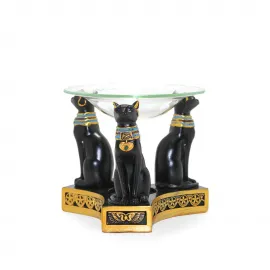Dekoratif Mısır Kedisi Polyester Buhurdanlık - Antik Temalı Ev Aksesuarı