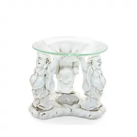 Gülümseyen Buda Figürlü Dekoratif Polyester Buhurdanlık | Esans Yağı Eritici Obje