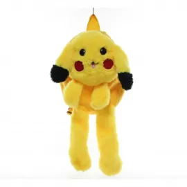 Sevimli Pikachu Peluş Sırt Çantası | Işıklı Oynar Kulaklı Çocuk Okul Çantası