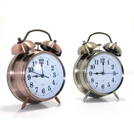 Vintage Metal Çalar Saat Eskitme Bakır/Pirinç Renk Seçenekli Retro Tasarım Dekoratif Masa Saati