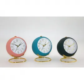 Modern Metal Çalar Saat: Şık Yuvarlak Tasarım, Sessiz Mekanizma ve Dekoratif Gold Ayaklı