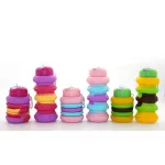 Rengarenk Katlanabilir Portatif Silikon Su Şişesi 500 Ml - Seyahat ve Spor İçin İdeal