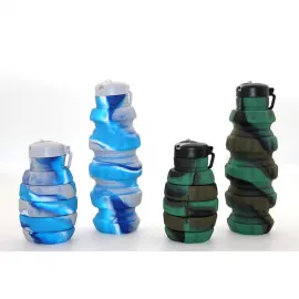 El Bombası Tasarımı Katlanabilir Portatif Silikon Su Şişesi 500 ml - Şık ve Pratik