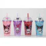 Sanrio Kuromi Temalı Pipetli Boncuklu Işıklı Suluk & Bardak 400 ML - Şık ve Eğlenceli