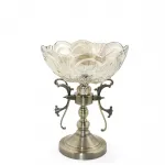 Ayaklı Eskitme Bronz Detaylı Dekoratif Cam Kase Şekerlik – Modern Sunum ve Servis Tabağı