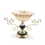 Lüks Altın Renkli Metal Ayaklı Zarif Cam Kase Şekerlik ve Meyvelik: Ev Dekorasyonunuza Işıltı Katın