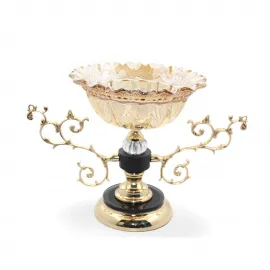 Lüks Altın Renkli Metal Ayaklı Zarif Cam Kase Şekerlik ve Meyvelik: Ev Dekorasyonunuza Işıltı Katın