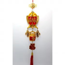 Çin Yeni Yılı Şans ve Bereket Getiren Altın Balık Figürlü Askılık | Fu Sembolü Dekorasyon