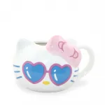 Hello Kitty Kalp Gözlü Şık Porselen Kupa Bardak - Pembe Fiyonklu Özel Tasarım