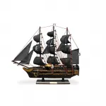 El Yapımı Ahşap Korsan Gemisi Maketi: Detaylı Siyah Yelkenli Deniz Dekorasyonu Biblo