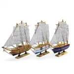 El Yapımı Üçlü Ahşap Yelkenli Gemi Biblo | Dekoratif Deniz Temalı Ev & Ofis Maket Figürleri