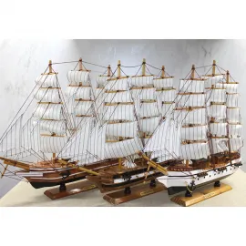 Deniz Tutkunlarına Özel El Yapımı Ahşap Yelkenli Gemi Biblo Ev ve Ofis Dekorasyonu İçin Şık Figürler
