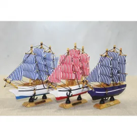El Yapımı Ahşap Yelkenli Gemi Biblo | Dekoratif Deniz Temalı Ev Ofis Figürü