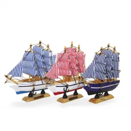 El Yapımı Ahşap Yelkenli Gemi Biblo | Dekoratif Deniz Temalı Ev Ofis Figürü