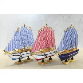 Dekoratif Ahşap Yelkenli Gemi Bibloları Seti | Ev Ofis İçin Marin Temalı El Yapımı Figürler