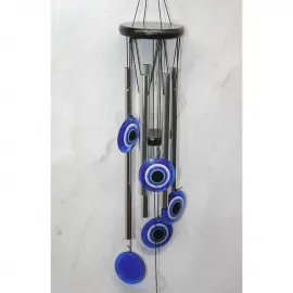 Nazar Boncuklu Şık Metal Rüzgar Çanı - Ev ve Bahçe Dekorasyonu İçin Uğurlu Melodiler