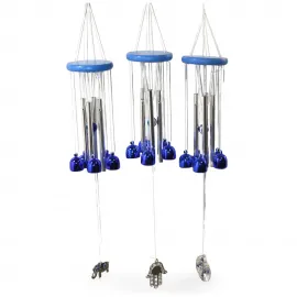 Huzur Veren Melodi: Nazar Boncuklu & Şans Temalı Metal Rüzgar Çanı | 55 cm Dekoratif Obje