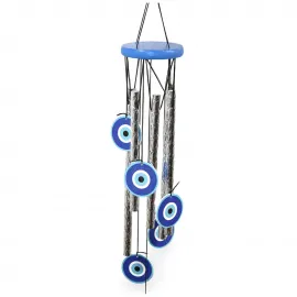 Nazar Boncuklu Dekoratif Metal Rüzgar Çanı – Şans ve Huzur Veren Ev Aksesuarı