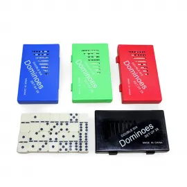 Canlı Renkli Plastik Kutulu Çift Altılı Domino Seti – 28 Parça Aile ve Seyahat Oyunu