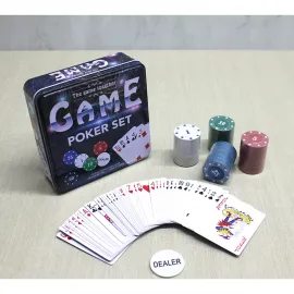 Şık Metal Kutulu Profesyonel Poker Seti: 80 Chip, İskambil Kartı, Dealer Butonu
