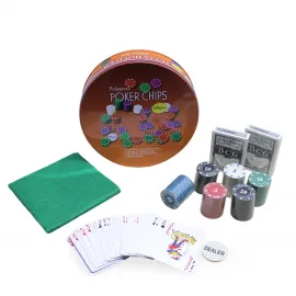 Metal Kutulu Profesyonel Poker Seti: 120 Chip, 2 Destek İskambil Kartı ve Çuhasıyla Texas Hold'em Keyfi