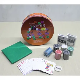 Metal Kutulu Profesyonel Poker Seti: 120 Chip, 2 Destek İskambil Kartı ve Çuhasıyla Texas Hold'em Keyfi