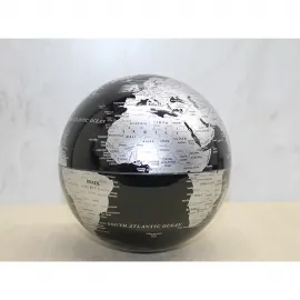Modern Siyah Gümüş Masa Üstü Dönen Dünya Küresi | Şık Dekoratif ve Eğitici Ofis Ev Aksesuarı