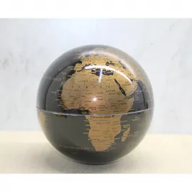Siyah Altın Renkli Masaüstü Dönen Dünya Küre | Dekoratif Coğrafya Öğrenme Aracı