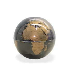 Siyah Altın Renkli Masaüstü Dönen Dünya Küre | Dekoratif Coğrafya Öğrenme Aracı