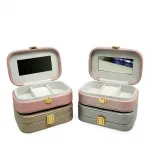 Kompakt Çok Katlı Aynalı Takı ve Makyaj Organizeri Zarif Deri Görünümlü Saklama Kutusu