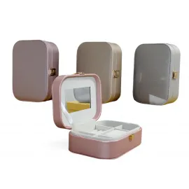 Şık Deri Kaplamalı Çok Bölmeli Makyaj ve Takı Saklama Kutusu | Aynalı Kilitli Organizer