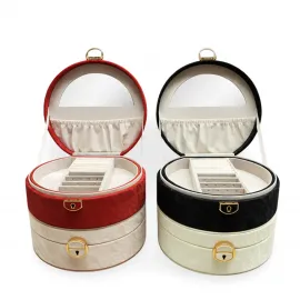 Şık Çok Katlı Aynalı Kadife Takı ve Makyaj Kutusu – Mücevher Düzenleyici Organizatör