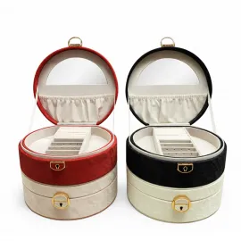 Şık Çok Katlı Aynalı Kadife Takı ve Makyaj Kutusu – Mücevher Düzenleyici Organizatör