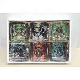 Korkunç Grim Reaper ve Kurukafa Temalı Kare Cam Küllükler - Ağır ve Şık Tasarım