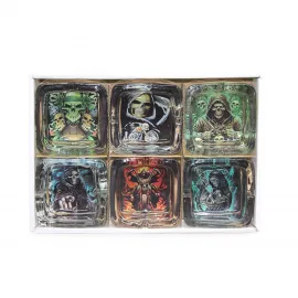 Korkunç Grim Reaper ve Kurukafa Temalı Kare Cam Küllükler - Ağır ve Şık Tasarım