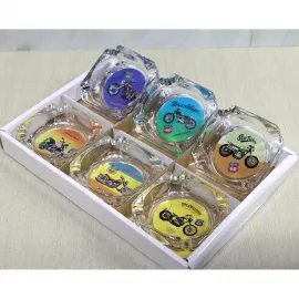 Vintage Motosiklet ve Route 66 Temalı Dekoratif Cam Küllük – Retro Tasarım Ev Ofis Aksesuarı