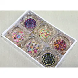 Modern Sanatsal Desenli Şeffaf Cam Küllük | Şık Ev ve Ofis Dekorasyonu İçin