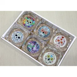 Renkli Şeker Kurukafa Temalı Özel Tasarım Cam Küllük | Dayanıklı ve Şık Ev Dekorasyonu